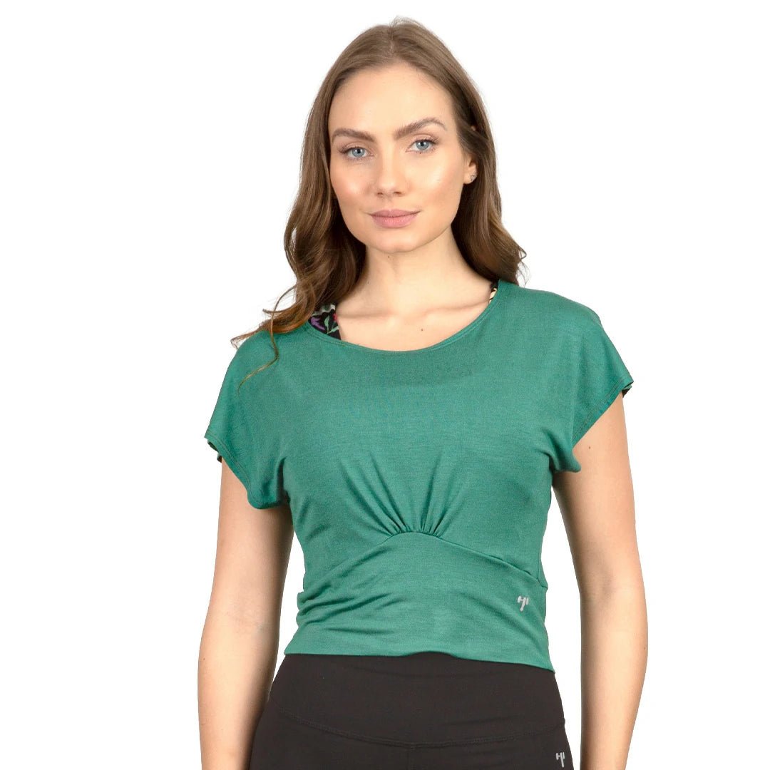 Camiseta crop manga corta verde TULIP