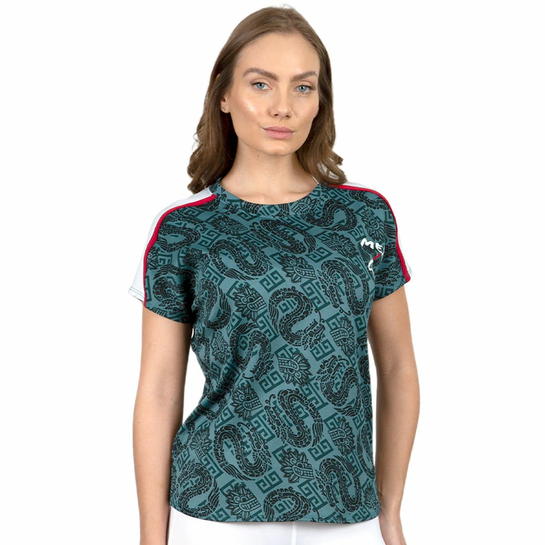 Camiseta verde Mexican Mujer de manga corta