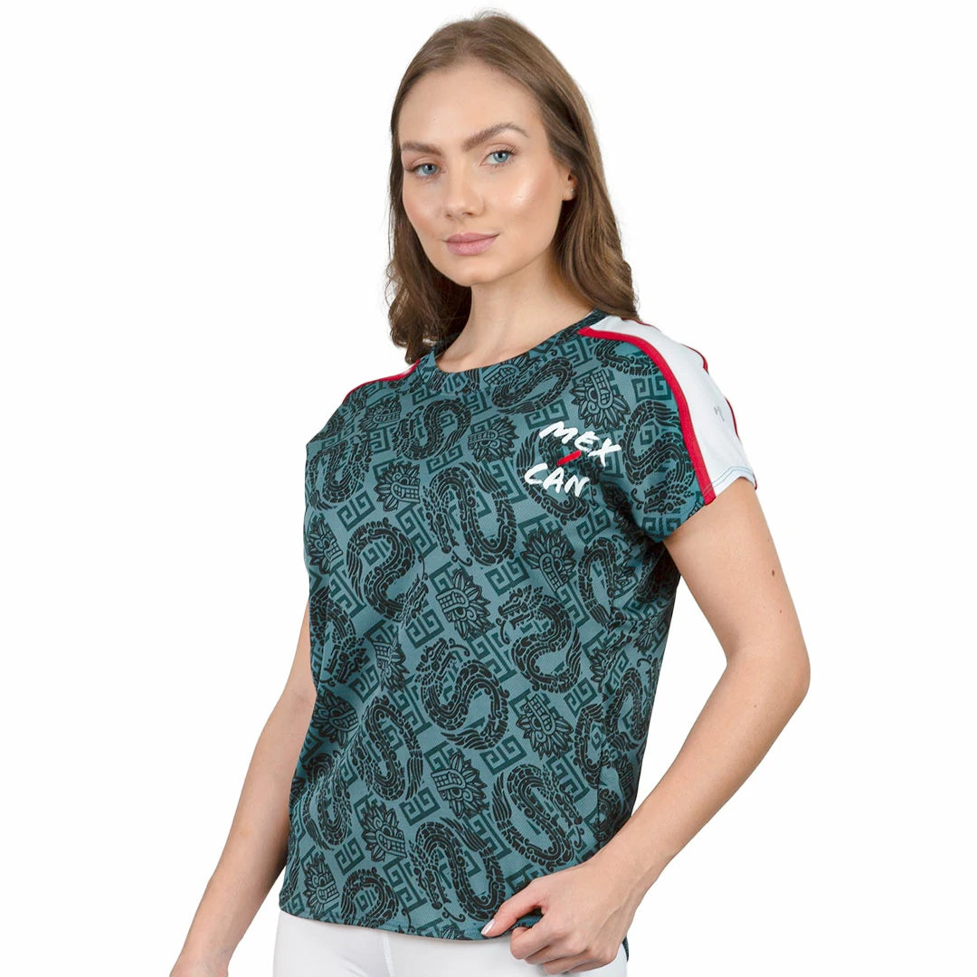 Camiseta verde Mexican Mujer de manga corta