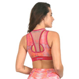 TOP CORTO CORAL DEPORTIVO ESTAMPADO PARA DAMA CON SOPORTE ALTO