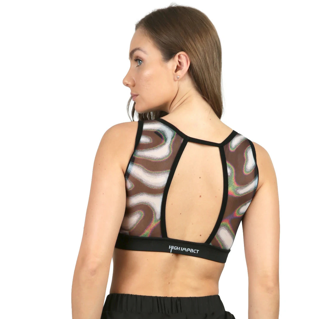 Top corto estampado con mesh Spectra