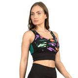 CROP TOP DEPORTIVO PARA DAMA CON SOPORTE MEDIO EN ESTAMPADO TULIP - HIGH IMPACT