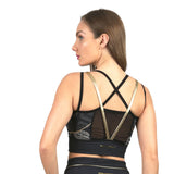 Top corto negro con detalles dorados y estampado VoyXMex High Impact