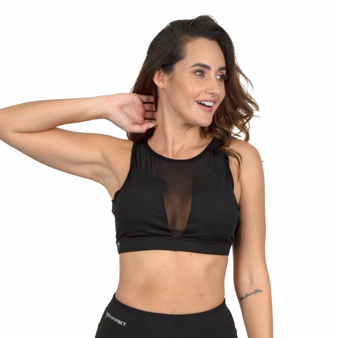 Top negro con mesh Básicos deportivo