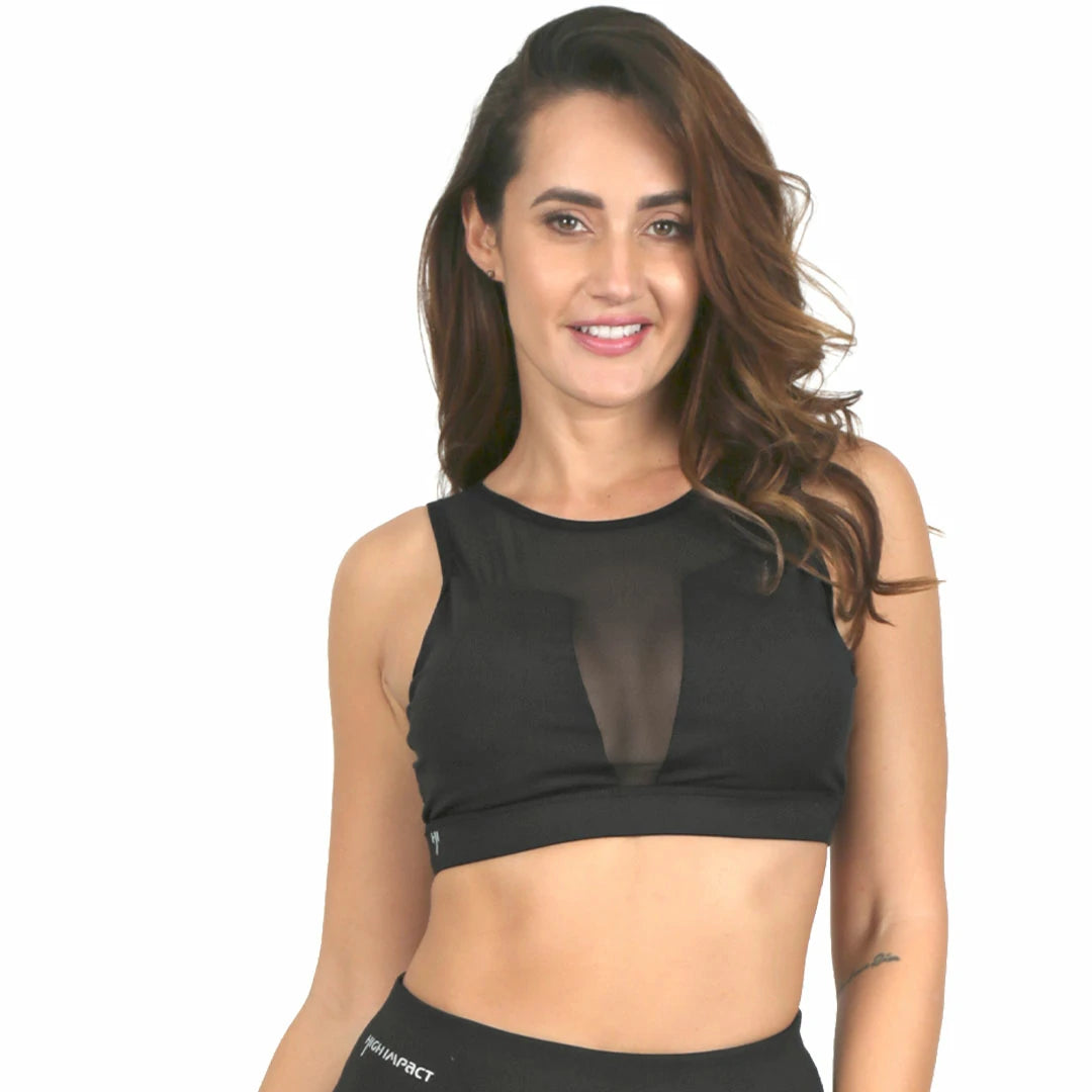 Top negro con mesh Básicos deportivo