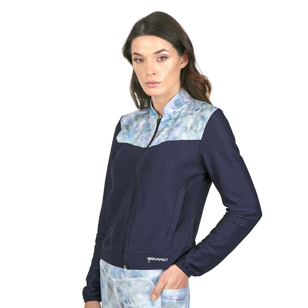 Chamarra deportiva azul con estampado Inspire