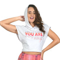 Sudadera crop Coral con estampado