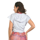 Sudadera crop Coral con estampado