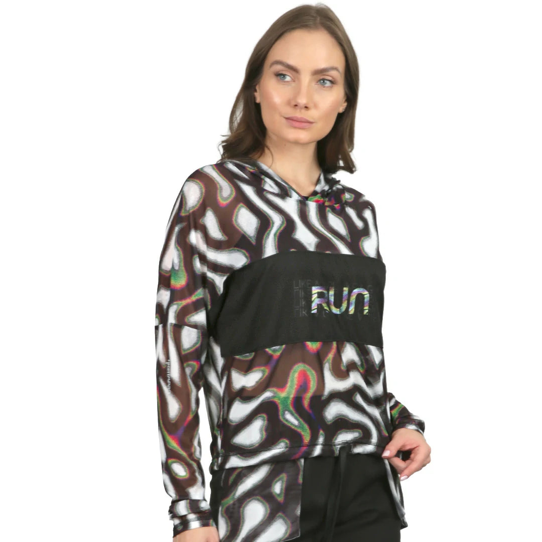 Sudadera crop con gorro estampada Spectra