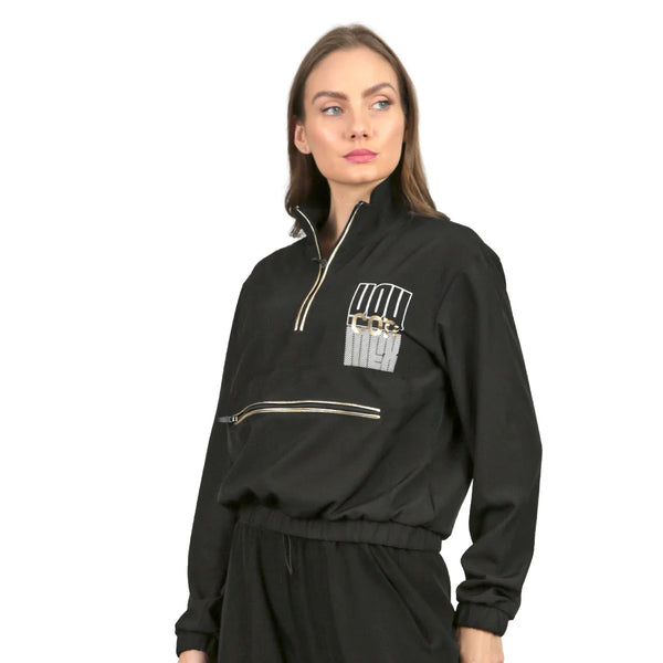 Sudadera Rompevientos Negra con detalles dorado VoyXMex High Impact