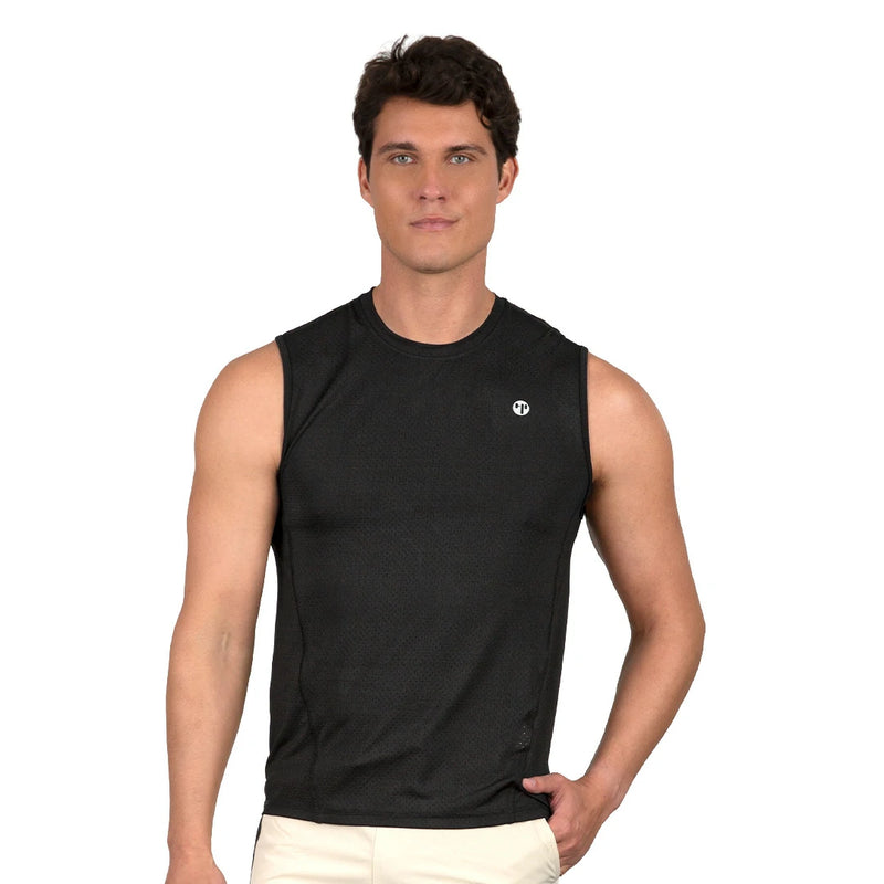 CAMISETA NEGRA CABALLERO SIN MANGAS CON DETALLE REFLEJANTE