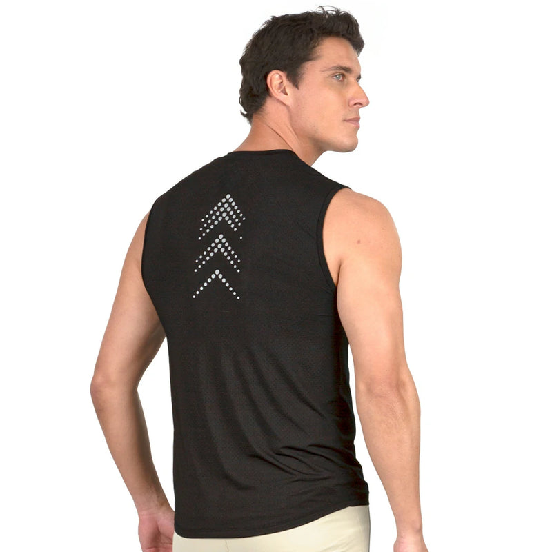 CAMISETA NEGRA CABALLERO SIN MANGAS CON DETALLE REFLEJANTE