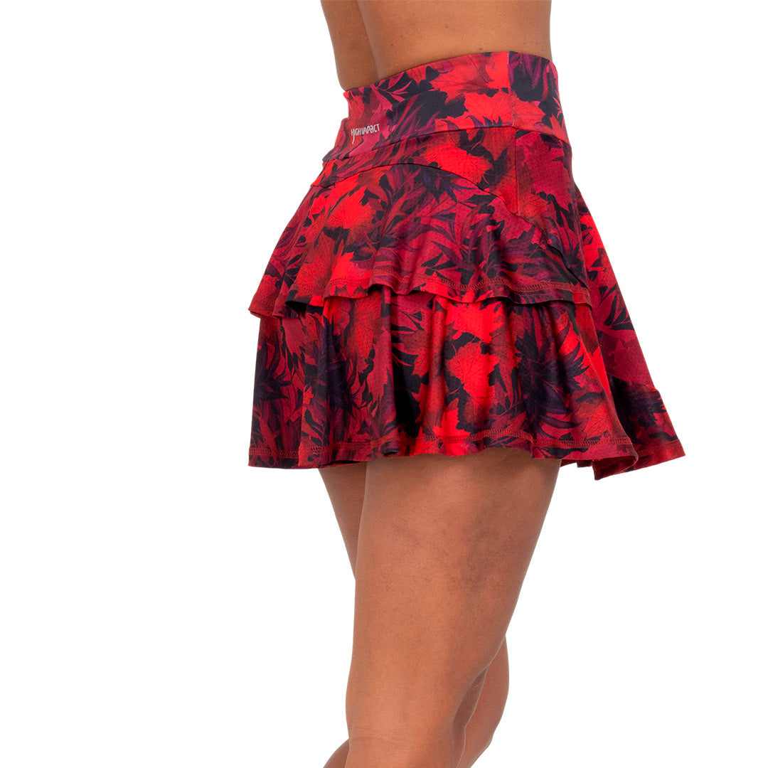 Falda short Quebec roja con estampado Quebec