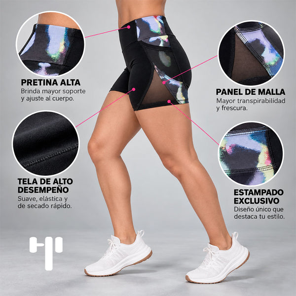 Mini short Lucid negro con estampado Lucid - foto 1