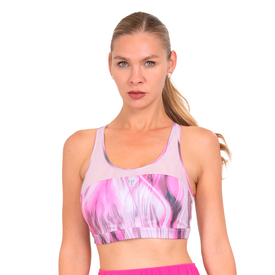 Top corto Blush con estampado y mesh - foto 2