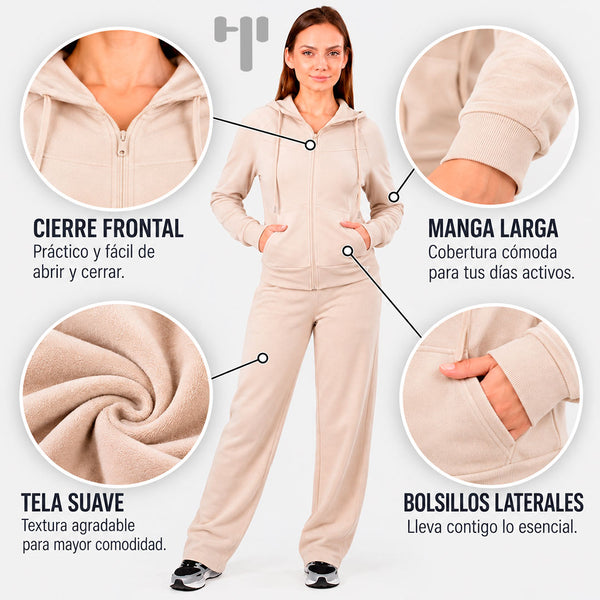 Conjunto Sweater Weather hueso de chamarra y pants