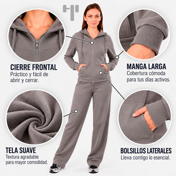 Conjunto Sweater Weather gris de chamarra y pants