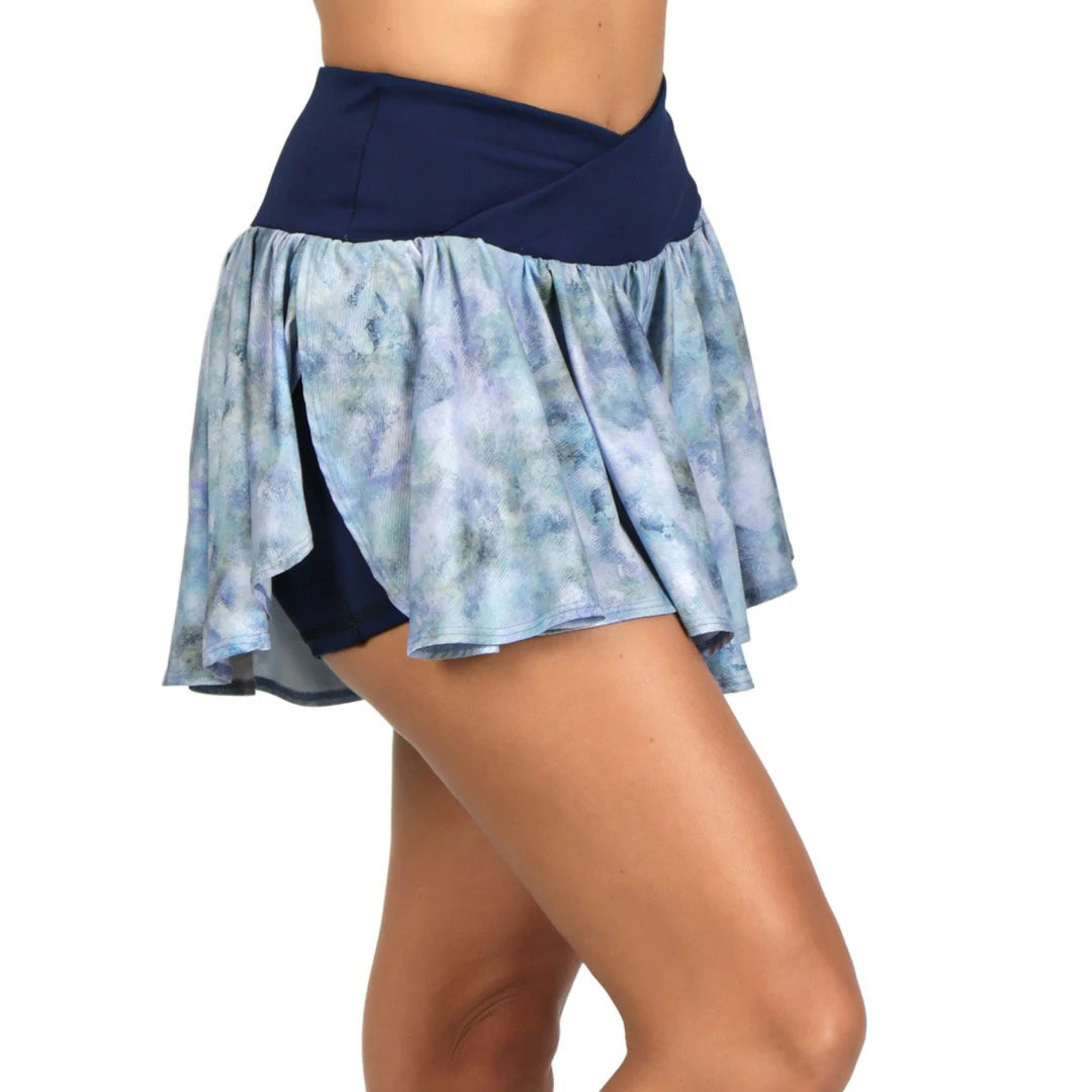 Falda Short con estampado inspire y short debajo azul